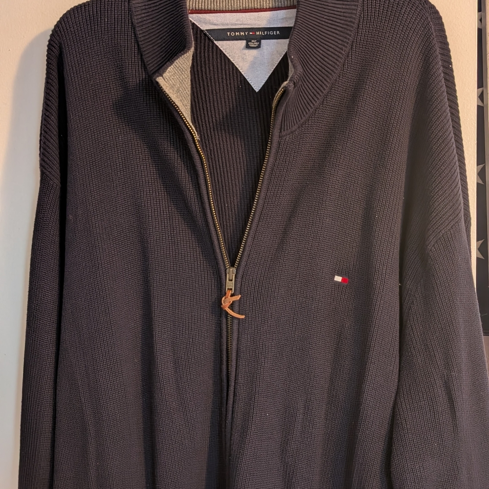 Tommy Hilfiger Men's Navy Zip-Up Sweater - Picture 4 of 4